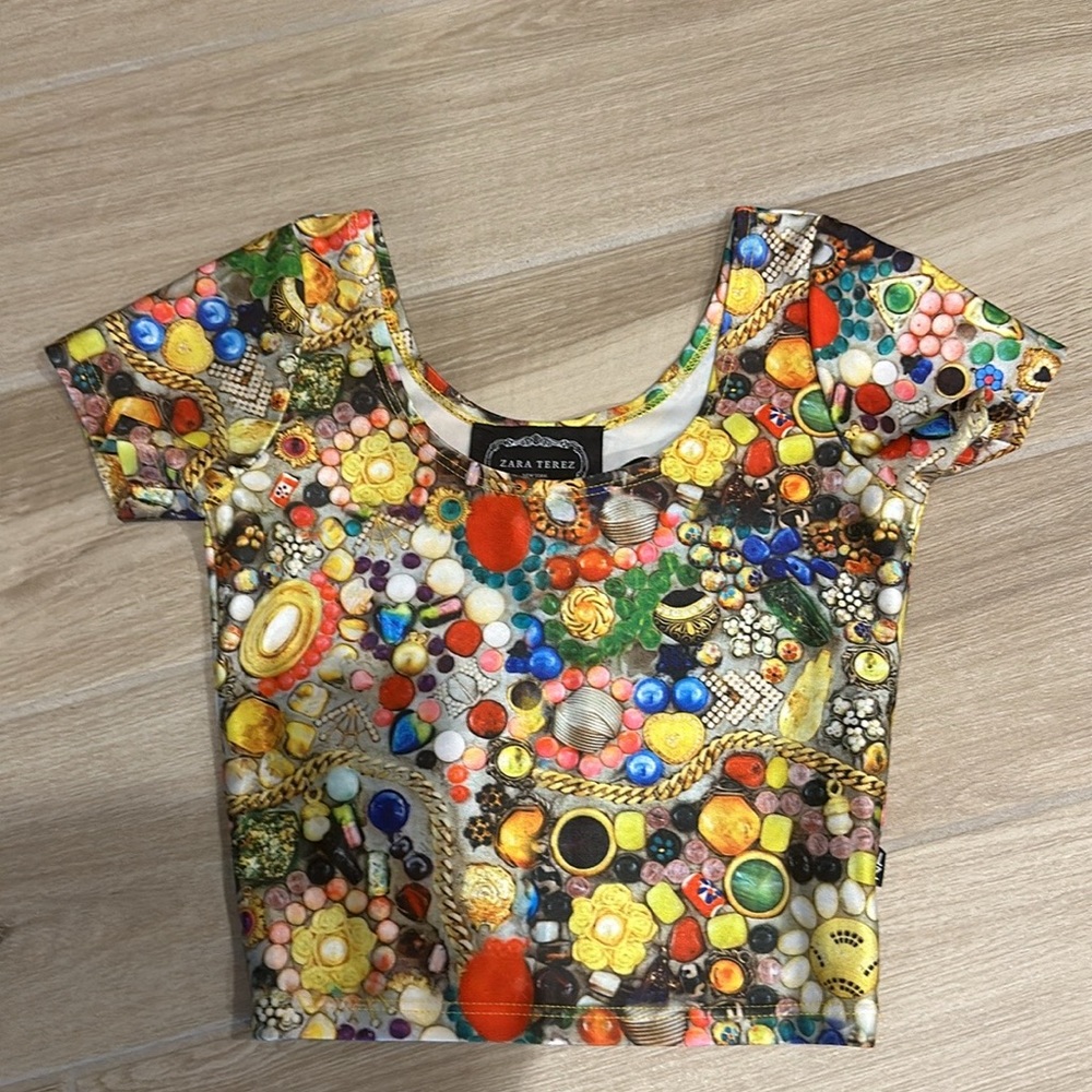 Zara Terez crop top XS very cute jewel motif
